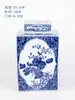 Adornos de Cerámica Tetera Olla de Almacenamiento Estante para Bogu de Estudio Decoración Porcelana Azul y Blanca de Jingdezhen Olla Cuadrada Nueva China