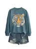 Amazon Ebay Estación Independiente Moda Elegante Interesante Dama Cabeza de Tigre Colorido Otoño e Invierno Cuello Redondo Sudadera Camiseta Base
