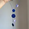 Momento Azul ~ Collar de Disco Asimétrico Super Blanco Azul Klein Collar de Diseño de Nicho Festivo Versátil