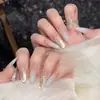 Uñas Postizas Portátiles Estilo Lujo Accesible Coreano 10 Piezas de Parches para Uñas Codificados Fototerapia Polvo Nude Blanqueamiento Manicura Portátil