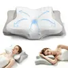 Protector de cuello para chaqueta refrescante de seda de hielo con forma de mariposa, almohada viscoelástica, no se deforma fácilmente, rebote lento, almohada ergonómica de soporte cervical