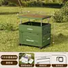 Caja de Almacenamiento para Camping al Aire Libre con Apertura Lateral, Caja Plegable Extra Grande para Camping con Tapa de Madera, Caja de Almacenamiento Organizador de Maletero con Tapa