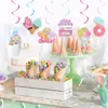Decorações Espirais de Doces Penduradas Decoração de Festa Temática de Aniversário Arranjo de Atmosfera para Teto Enfeites Pendentes de Donut e Sorvete