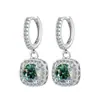 Brincos quadrados de luxo em prata de lei S925 com moissanita, brincos de tarraxa de moissanita requintados, brincos pendentes simples, vendas diretas de fábrica e atacado