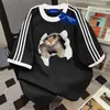 Camiseta Redonda Manga Curta Versátil 100% Algodão Puro Estilo Japonês e Coreano Personalizada para Homens e Mulheres, Verão Caimento Solto, Cobre a Barriga, Tops para Casais Estudantes