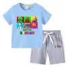 Camiseta Infantil 2023 Verão Nova Roupa Infantil de Comércio Exterior ins Algodão Coreano Calça de Manga Curta Infantil Conjunto de Duas Peças