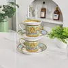 Conjunto de Xícara e Pires para Café em Porcelana de Osso Europeia Luxo Leve Xícara de Chá da Tarde da Corte Presente de Negócios Par de Xícaras Cerâmicas Em Estoque Atacado