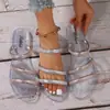 Chanclas de Verano Versátiles de Alta Gama Elegantes con Diamantes Brillantes de Moda Transfronterizas Ligeras 2026 Sandalias de Playa con Suela de Cristal Transparente