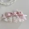 Saia de Renda Francesa Grampo de Cabelo com Laço Acessório de Cabelo Estilo Ballet Princesa Clípe de Cabelo Doce e Versátil para Meninas