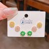 Verano nuevo chapado en oro real exquisitos tres pares de aretes pequeños de alto sentido pequeños frescos dulces aretes de temperamento combinables