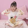 Pijamas para meninas Outono Manga comprida Desenho animado Bonito Escola primária Infantil Meninas Outono e Inverno Fino Roupas de casa Terno Exterior