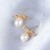 Pendientes de Perlas de Agua Dulce Naturales para el Día de la Madre, Simples y de Moda, Pendientes con Corazón Femenino, Colgantes de Oreja con Lazo, Disponibles Exclusivamente para Venta Transfronteriza