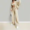 Novedad Primavera 2026 Ropa para Mujer Conjunto de Moda Transfronteriza Europea y Americana Color Sólido Cardigan con Cremallera Sudadera Conjunto de Pantalones Rectos
