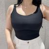 Camisola sin costuras de tirantes anchos para mujer talla grande con copas fijas, push-up, reductora, recolección lateral del busto y banda base