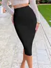Falda bandage de cintura alta para cadera con temperamento europeo y americano, color liso, oficina OL, fiesta, ajustada, elástica, sexy, chica caliente