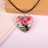 Collar Narciso Corazón del Bosque Vidrio Corazón Durazno Espécimen de Flor Real Gema del Tiempo Flor de Durazno Flor de Cerezo Joyería Cristal