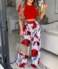 Ropa de Mujer de Comercio Exterior Europeo y Americano Más Vendida Sitio Independiente de Amazon Conjunto Elegante Casual de Top de Manga Corta y Pantalones Estampados