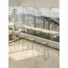 Mesa de Barra de Madera Maciza Acrílica Simple Moderna Uso en Casa Montada en Pared Colgante Transparente Taburete Alto Mesa Juego de Mesa y Sillas de Barra