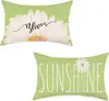 Transfronterizo Nuevo Primavera y Verano Girasol Coche Helado Flor Lino Estampado Cojín de Cintura Dormitorio Coche Decorativo Sofá
