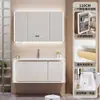 Nuevo Panel de Puerta Pintado de Madera de Caucho Yida con Luz Ambiental Combinación de Gabinete de Baño Lavabo Integrado de Cerámica Gabinete para Lavabo