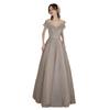 Vestido de Noche Gris, Hombros Descubiertos, Nuevo Estilo 2026, Examen de Arte Femenino, Estilo Princesa Socialité, Anfitrión, Vestido para Ceremonia de Mayoría de Edad