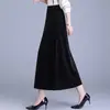 Falda de terciopelo de línea A de talla grande, moderna y elegante, para mujer, nueva de otoño/invierno 2026, de cintura alta, adelgazante, con caída, de longitud media