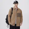 Camisa de manga larga con bloques de color de marca de moda y bolsillo para hombre, nuevo modelo 2026, corte holgado, versátil, cómoda, transpirable, camisa casual