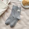 Calcetines de Algodón Estilo Universitario Coreano para Otoño e Invierno, Calcetines Nuevos de Hilo Colorido Color Sólido con Etiqueta de Tela de Caña Media, Calcetines Apilables de Colores Caramelo