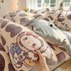 Conjunto de Quatro Peças de Veludo Espesso Quente de Inverno com Flocos de Neve e Veludo Leite Cobertor de Edredom de Veludo Dupla Face Lençóis de Cama Conjunto de Três Peças para Dormitório