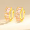 Brinco de Presilha Quadrado Totalmente Cravejado para Mulheres, Ear Cuff Geométrico Criativo em Forma de U de Luxo Leve, Simples e Versátil, Acessório Único de Orelha de Alta Qualidade