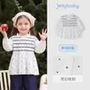 Camisas de Manga Comprida para Meninas, Roupas Estilosas de Outono, Camisas Brancas Listradas e de Bolinhas para Meninas, Tops de Algodão Puro para Crianças Pequenas
