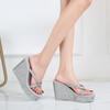 Nuevas Sandalias Sexy de Tacón Súper Alto para Mujer de Club Nocturno Verano 2025, Modernas con Lentejuelas y Pedrería, Chanclas de Tacón Altísimo
