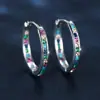 Moda europea y americana nuevo círculo estilo nacional multicolor arcoíris círculo de circonita pendientes para mujer fabricantes al por mayor