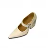 Zapatos Mary Jane retro de punta para mujer, negros, con una sola tira y tacón grueso, adecuados para ir al trabajo, estilo francés, cómodos para los pies, tacones de 7 cm