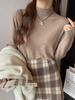 Suéter Base Color Ciruela para Mujer, Nuevo 2026 Primavera y Otoño, Cuello Semi Alto, Tejido de Punto Interior, Top Fino de Cachemira de Cuello Medio