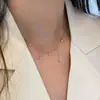 Desgarrador de Meteoros ~ Cadena para Clavícula de Plata de Ley 925 Chapada en Oro de 18 Quilates con Circonita Ins Simple Apilada Ligera Lujo Exquisito Sensación Fresca
