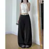 Foto Real 2026 Outono Novo Design Sensação Calças de Perna Larga Femininas Cintura Alta Temperamento Caimento Soltas Casuais Calças 16897