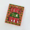Conjunto de Colheres de Natal Transfronteiriço Colher para Mexer Café Colher com Pingente Criativo Colher e Garfo de Sobremesa de Natal Conjunto em Caixa de Presente