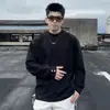 Sudadera con Capucha de Air Layer Pesado Lisa de Cuello Redondo para Hombre Otoño Invierno Commute Sencillo Tacto de Alta Gama Holgada Versátil Camiseta de Manga Larga