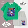 Conjunto de Shorts de Manga Curta para Meninos do Restaurante da Suzy Verão Algodão Puro Estampa de Desenho Roupas Casuais de Verão Duas Peças para Crianças