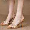 Sandalias Elegantes de Tacón Fino Deslumbrantes Estilo Francés para Mujer de Comercio Exterior, Nuevo Modelo Verano 2026, Tacones Altos Transparentes de Punta