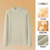 310g Algodón Puro de Peso Pesado + Núcleo Térmico Camiseta Interior de Cuello Alto para Hombre Otoño e Invierno Cepillada de Alta Gama de Manga Larga
