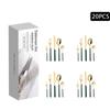 Conjunto de faca, garfo e colher de aço inoxidável Amazon Knight, 20 peças, conjunto de talheres ocidentais, faca e garfo para bife
