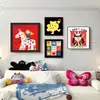 Pintura Decorativa para Sala de Estar con Temática de Dopamina, Pared de Fondo para Sofá, Pintura Colgante para Habitación Infantil, Mural Artístico Combinado para Cabecera de Cama