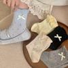 Calcetines de Mujer con Lazo Calcetines de Primavera y Verano para Niñas Estilo Coreano de Lunares Calcetines para Zapatos de Cuero Puño de Burbuja JK Retro Estudiante Calcetines de Media Pantorrilla