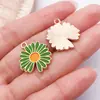 Accesorios para Joyería DIY Serie Verde Goteo de Aceite Aleación Flor Pequeña Pendientes Estilo Ins Pulsera Llavero Colgante
