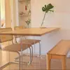 Mesa de Comedor Grande de Madera de Cera del Norte Estilo Antiguo Medio y Combinación de Sillas Escritorio Doméstico de Acrílico Madera Maciza Escritorio de Oficina Colgante