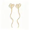 Fangxing Plata de ley S925 brillante hueco esmerilado ola de amor línea de oreja moda temperamento simple aretes para combinar con todo