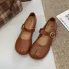 Sapatos Mary Jane retrô estilo francês com salto oculto, sapatos femininos estilo Birkenstock, nova coleção outono 2026, design de bico falso, sapatos pequenos de couro
