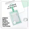Portatarjetas transparente estilo Ins con dibujos animados para estudiantes, portatarjetas de campus para colgar en el cuello, portatarjetas de comida, portatarjetas de empleado, cubierta protectora